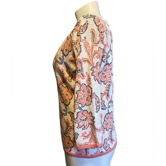 Sigrid Olsen Silk Blend Beaded V-Neck Sweater Women’s Size L - Picture 2 of 14